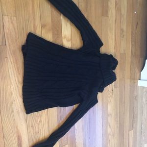 Cold shoulder black turtle neck sweater